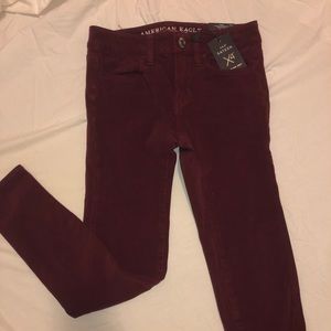 AEO maroon denim x jeggings